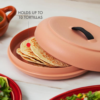 Dexas - Calentador de omelette de 8.75 pulgadas, calentador de omelette para microondas, color Terra Cotta, perfecto para calentar tortillas, pan, panqueques, pan de maíz, calentadores de alimentos,