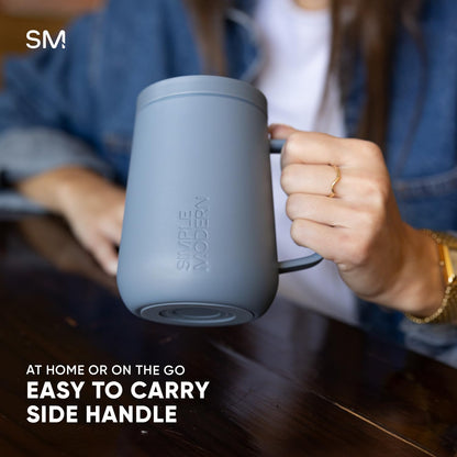 Simple Modern Taza de Café para Viajes con Asa, Vaso Térmico de Café de Acero Inoxidable con Taza para Té, Regalos para Mujeres y Hombres, Voyager Colección, 350ml, Almond Birch