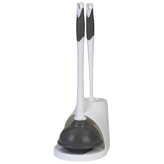 Clorox - Juego combinado de cepillo para polvo para inodoro y émbolo con organizador de almacenamiento, émbolo de inodoro para baño, organizadores y almacenamiento, accesorios de baño, desatascador de