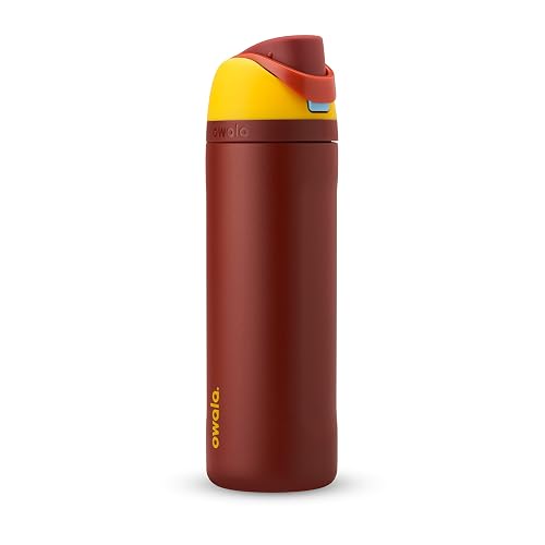 Owala Marvel FreeSip - Botella de agua aislada de acero inoxidable con popote para deportes y viajes, botella de agua deportiva sin BPA, 24 onzas, Iron Man