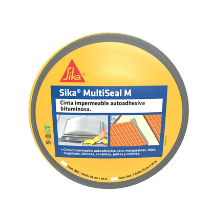 SIKA - Cinta Autoadhesiva Impermeable - Sika MultiSeal M - Aluminio - Cinta Asfáltica Autoadhesiva para Juntas y Traslapes - Rollo 10m x 10cm