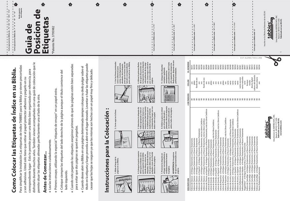Tabbies Pestañas de Indexación Biblia Católica Español Arco Iris 90 Pestañas