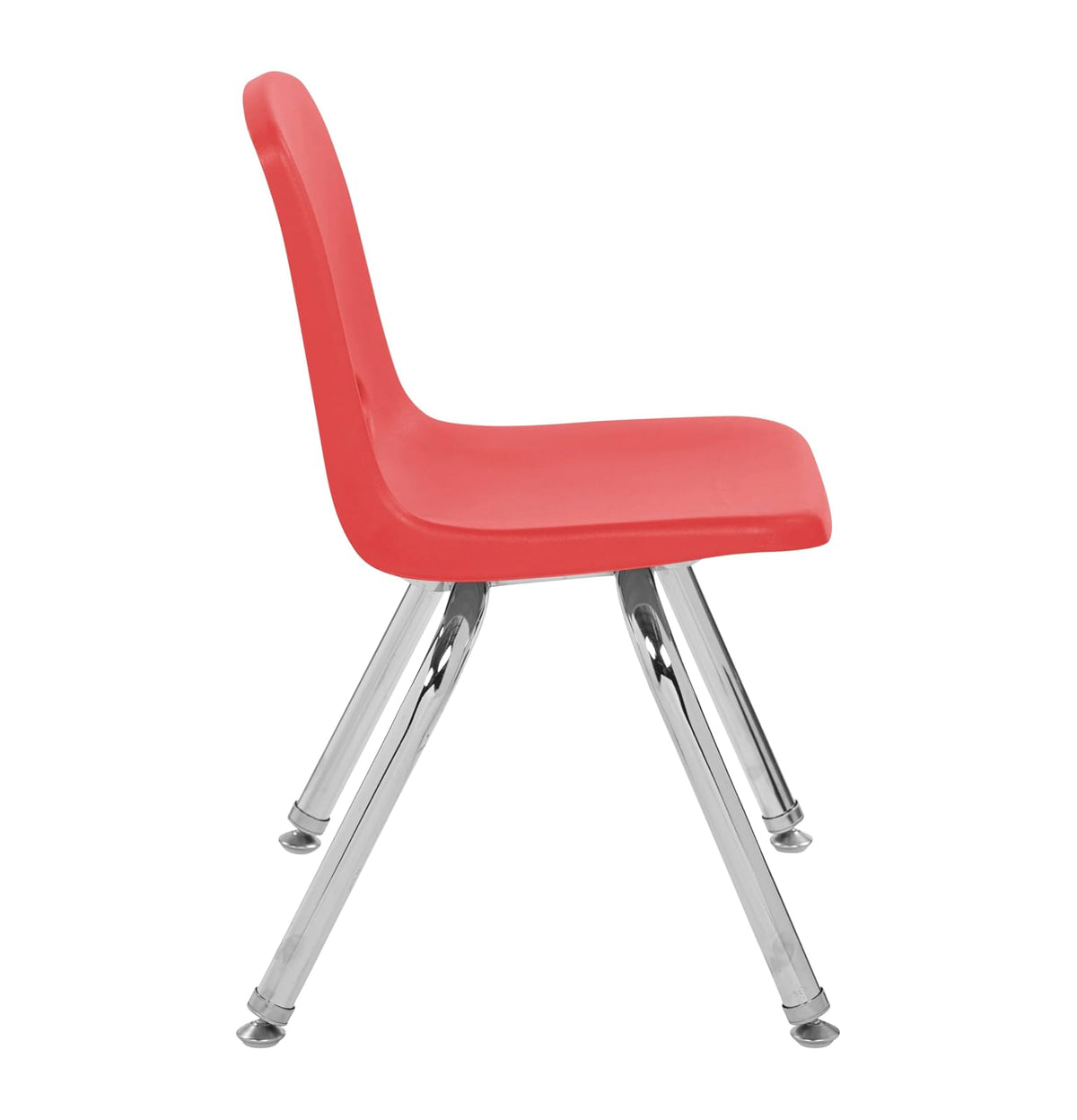 Silla de escuela apilable, sillas apilables para estudiantes con patas de acero chapado en cromo, deslizadores giratorios, Rojo, 30,48cm
