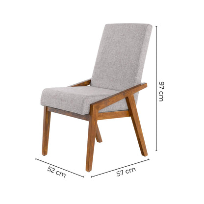 TUGOW Silla de Comedor Tapizada Color Gris y Nogal - Madera de Pino y Tapíz