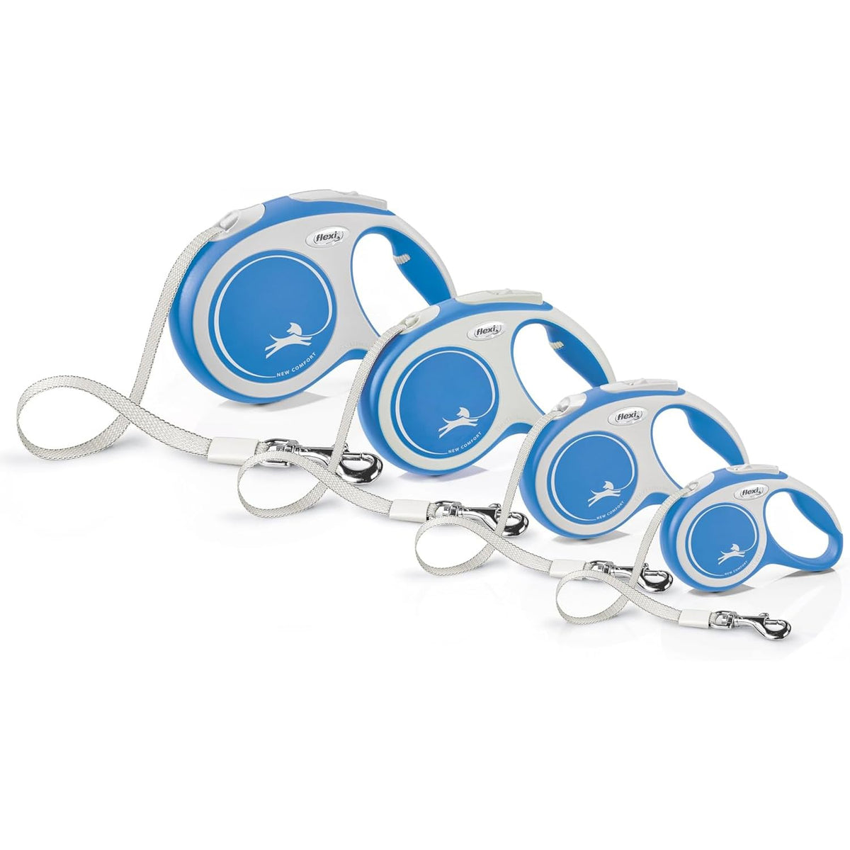 FLEXI - Correa retráctil para Perro (Cinta), ergonómica, Duradera y sin enredos, para Perros de hasta 33 Libras, 15 pies, pequeña, Azul