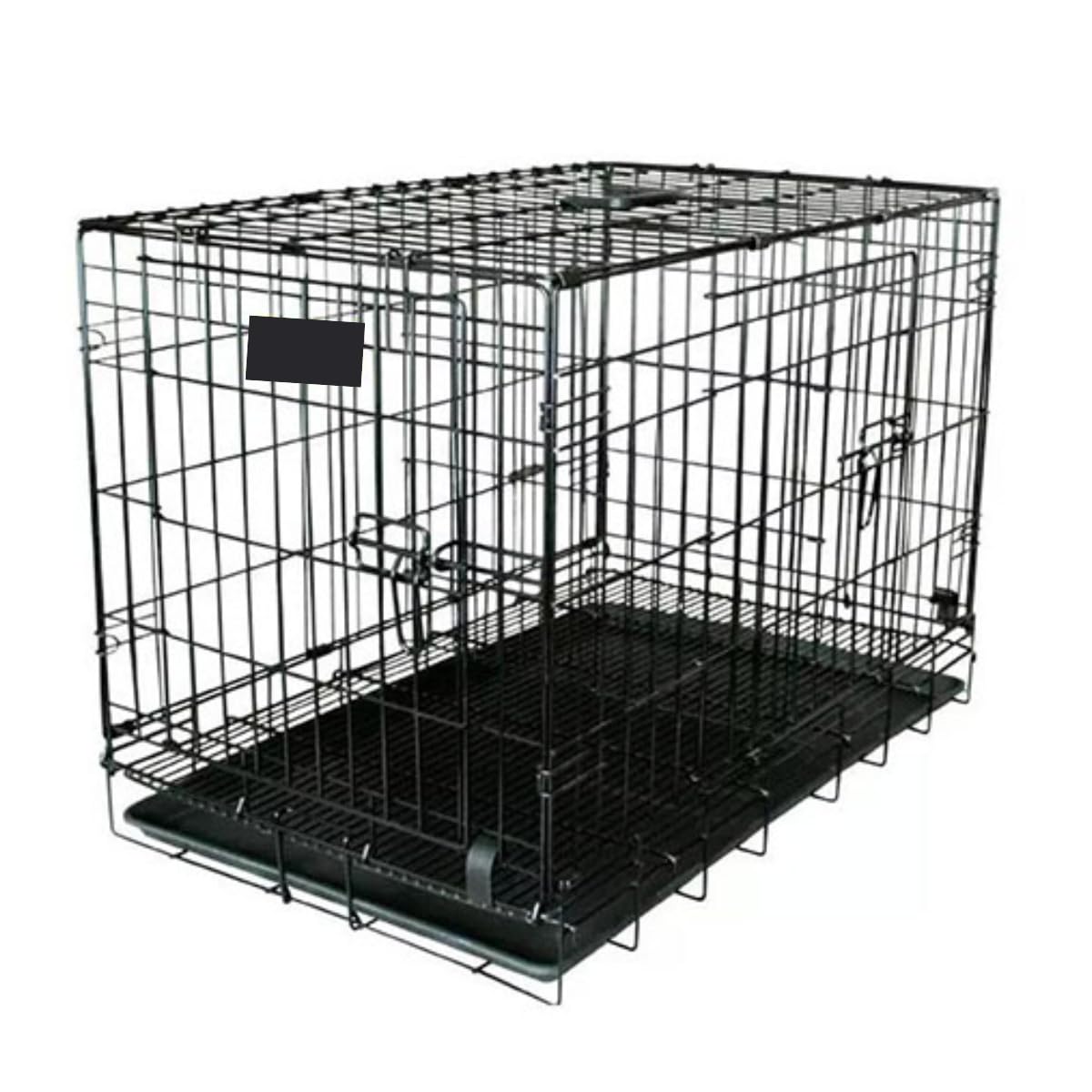 Jaula Metálica Plegable para Perro con 2 Puertas y Rejilla de Piso - 61 x 43 x 52.5 cm