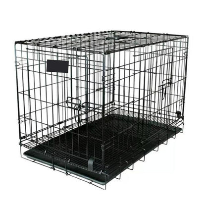 Jaula Metálica Plegable para Perro con 2 Puertas y Rejilla de Piso - 61 x 43 x 52.5 cm
