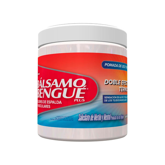 Bálsamo Bengue Plus. Para dolores de espalda y musculares. Doble Efecto Térmico. Bote con 180g.