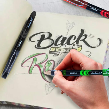 Zebra Pluma Fuente Desechable Z-Fountain Pen Tinta Líquida Caja 12 Piezas Color Negro.