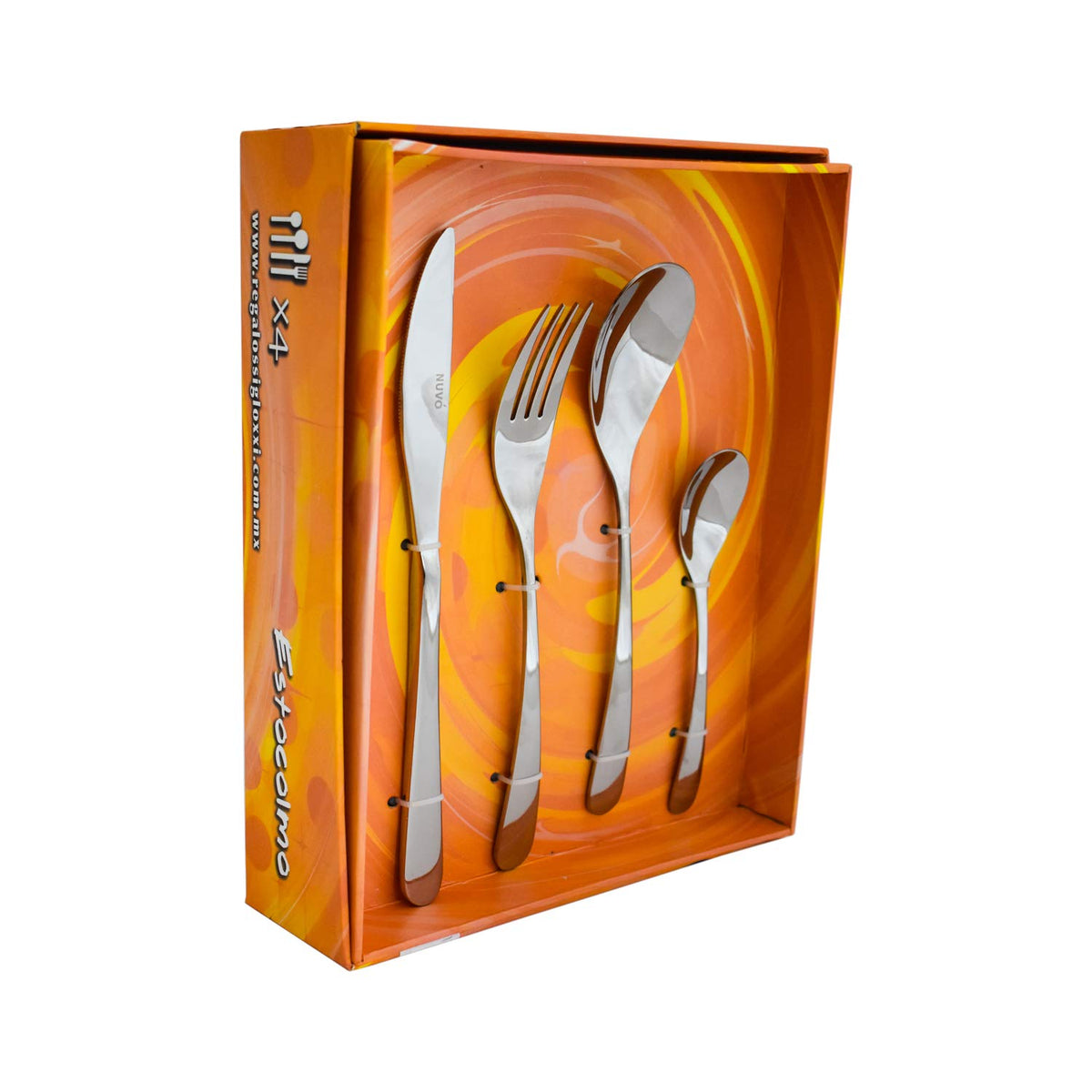 Nuvó 1702-12 Estocolmo Juego de Cubiertos de Acero Inoxidable para 4 Personas 16 piezas Plata