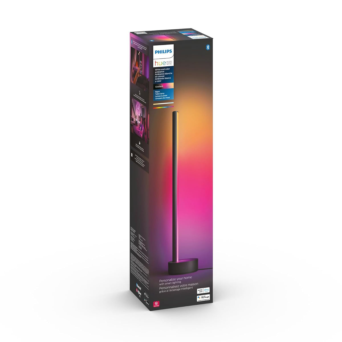 Philips Hue Luminario Inteligente de mesa Signe color negro luz multicolor Gradiant funciona-Compatible con Alexa