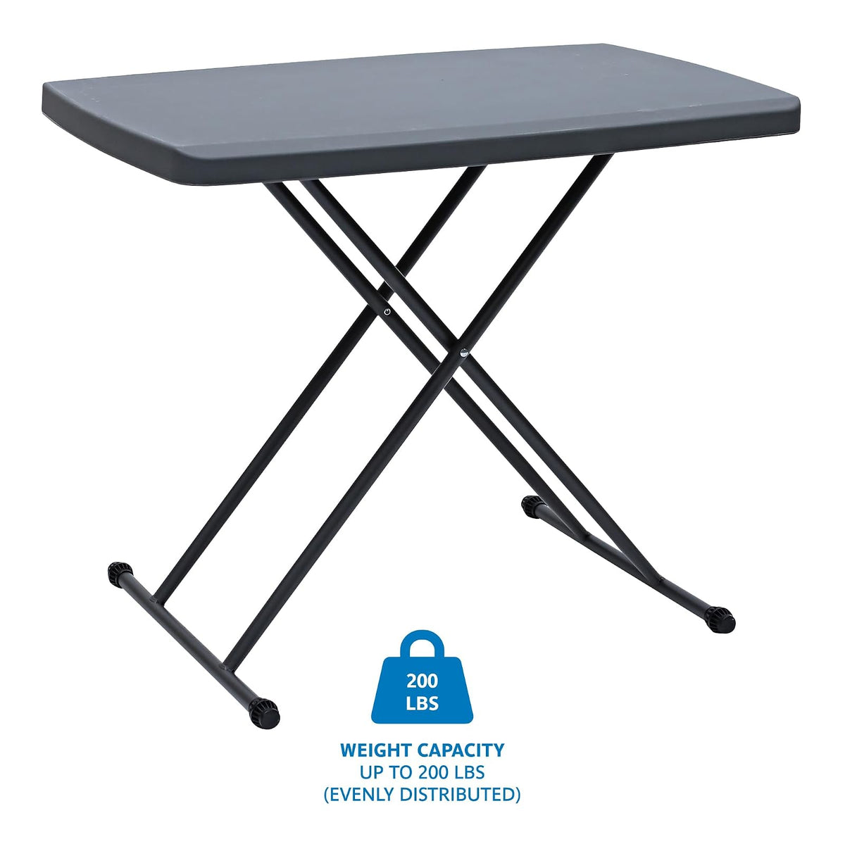 Iceberg IndestrucTable TOO Serie 1200, mesa plegable personal, interior/exterior, grado comercial, carbón, 20 pulgadas de ancho x 30 pulgadas de pulgadas