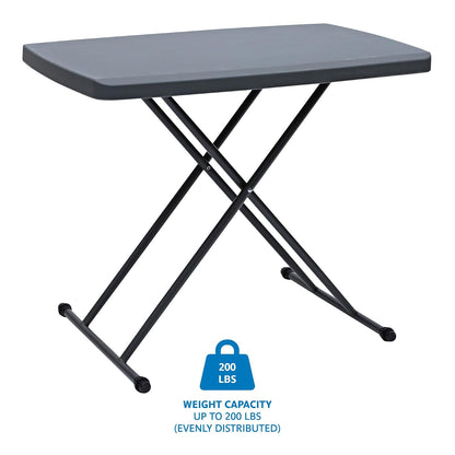 Iceberg IndestrucTable TOO Serie 1200, mesa plegable personal, interior/exterior, grado comercial, carbón, 20 pulgadas de ancho x 30 pulgadas de pulgadas