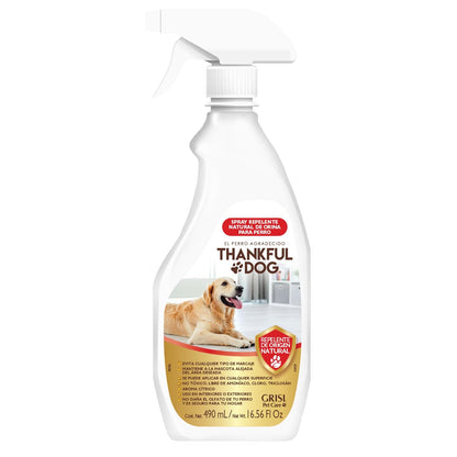 Thankful Dog Grisi Pet Care, Repelente de Orina, 490 ml | Origen natural, evita marcaje, no tóxico, libre de amoniaco, cloro y triclosán, cualquier superficie, no daña el olfato
