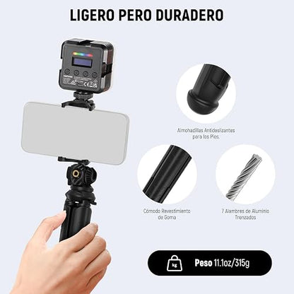 NEEWER Trípode para iPhone con Mando a Distancia, Mini Trípode Flexible para Teléfono Vlog Selfie Stick con Soporte Movil y Adaptador Action CAM Compatible con iPhone 16 GoPro Hero 13 Insta360