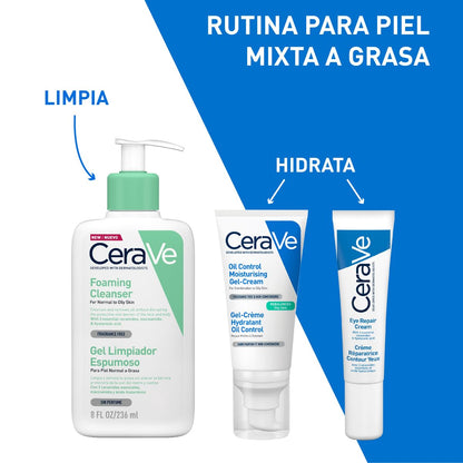 CeraVe Oil Control Gel-Crema Hidratante y Matificante para Piel Grasa 52ml | Hidrata y Controla el Brillo hasta por 8 Horas, con Ácido Hialurónico