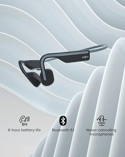 SHOKZ OpenMove auriculares conducción ósea,Open-Ear auriculares deportivos inalámbricos con Bluetooth y micrófono,auriculares resistencia al agua IP55 para correr y ejercicio,6h Duración Batería, Gris