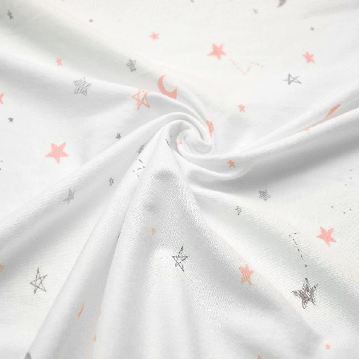American Baby Company - Sábana Bajera Ajustable de 100% algodón Natural de 52 x 28 Pulgadas, Suave, Transpirable, hipoalergénica y Suave, con Estrellas Rosas y Lunas, Neutro para niños y niñas