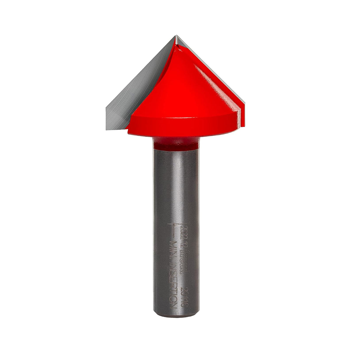 Freud 20-100 Broca de 1/4" de diámetro para tallado V a 90 grados, con vástago de 1/4", 20-116, 1-1/2 pulgadas diámetro 90 grados punta de ranurado en V con vástago de 1/2 pulgadas, Revestimiento rojo Perma-Shield®
