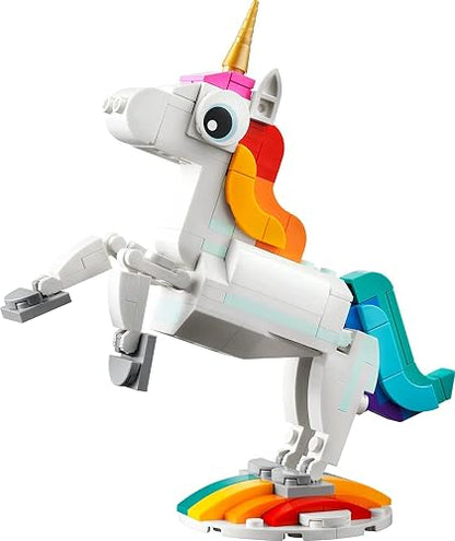LEGO Creator 3 en 1 Unicornio Mágico - Juguetes de Construcción para Niñas y Niños, Años 7+ - Construir un Unicornio, Caballito de Mar o un Pavorreal - Regalo para Cumpleaños - 31140