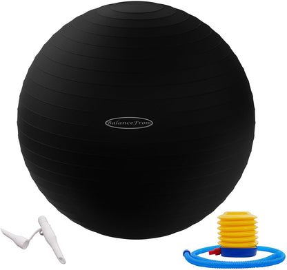 BalanceFrom Pelota de Ejercicio Antiexplosión - Negro - 48-55cm, M - Pelota de Ejercicio