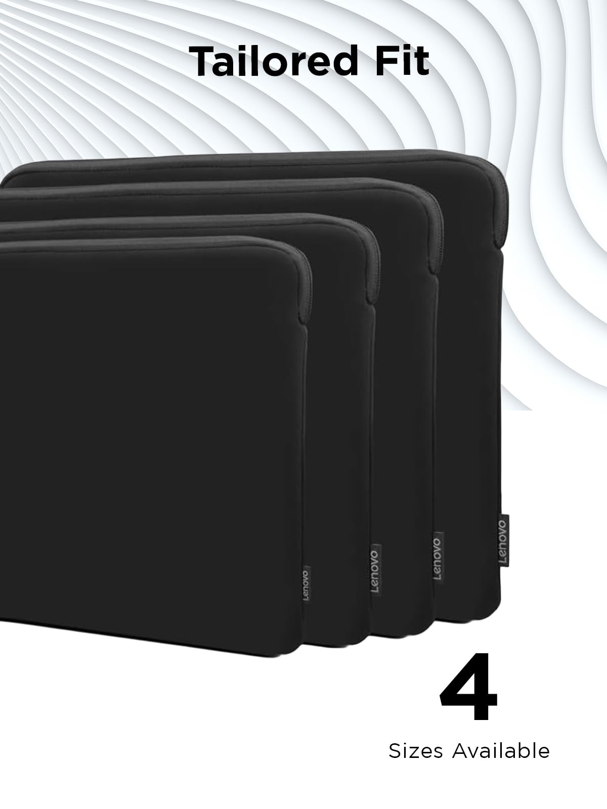 Lenovo Basic - Funda para portátil de 11 Pulgadas, Compatible con MacBook Air/Pro, Material de Neopreno, Forro Polar Suave, Apertura Superior con Cierre, Color Negro
