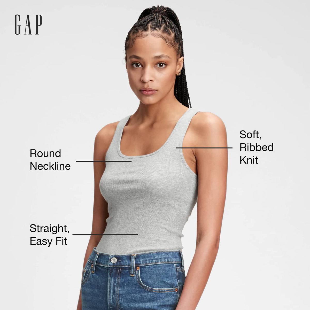 Gap Camiseta sin Mangas Acanalada Camisa Cami para Mujer