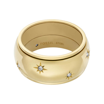 Fossil Anillo jf04835710 sadie de acero inoxidable en tono dorado para dama, talla 8