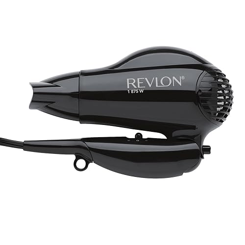 Revlon Secadora de Viaje Compacta Plegable con Tecnología Iónica, Mango Plegable, 2 Temperaturas, 2 Velocidades, Voltaje Doble, Negro