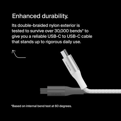 Belkin BoostCharge - Cable de alimentación USB-C a USB-C (1 M, 3.2 pies), cable de carga rápida con entrega de alimentación de 240 W, certificado USB-IF, compatible con MacBook Pro, Chromebook,