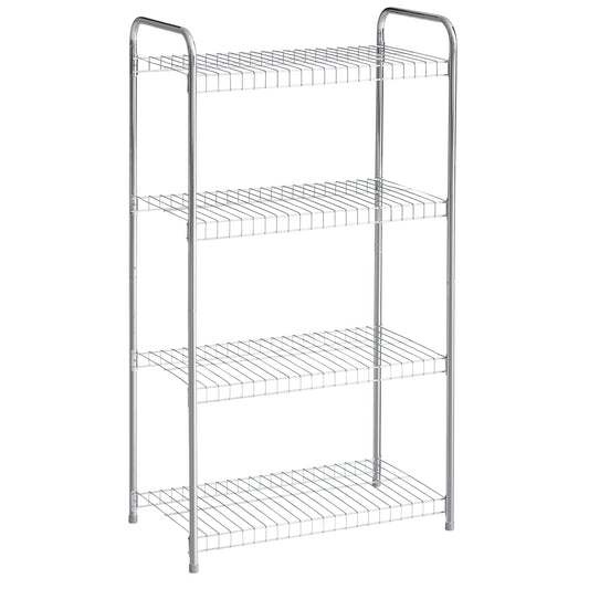 Rubbermaid Estante de Alambre Resistente de 4 Niveles, níquel Satinado, fácil de Montar con Accesorios incluidos, para Uso en Alimentos, lavandería, clóset y Almacenamiento en el hogar