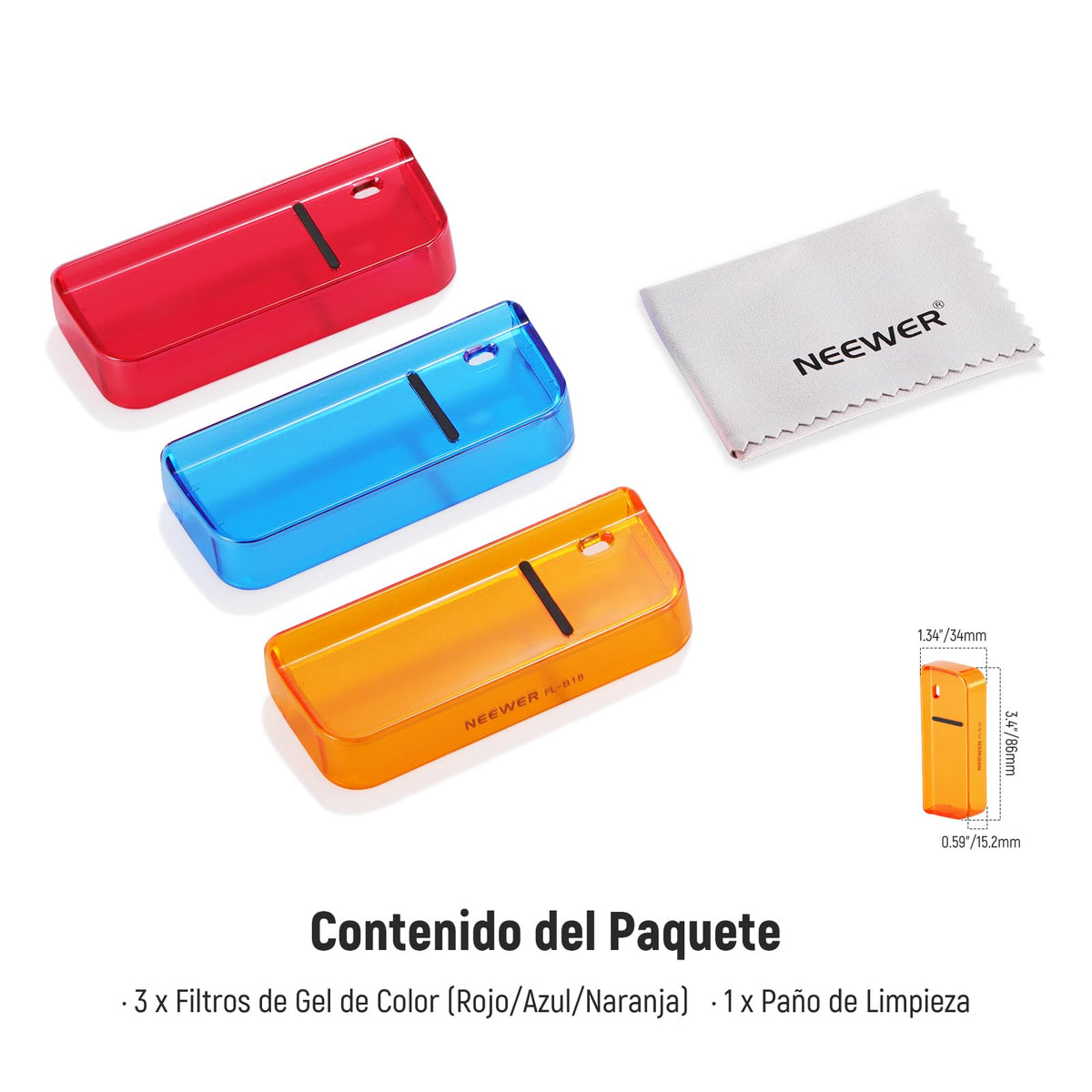 NEEWER - Juego de filtros de Lente Compatible con cámara Polaroid Go, Paquete de 3 Accesorios de Filtro de Gel de Color a presión (Rojo, Azul, Naranja) para fotografía Creativa, FL-B18