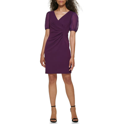 DKNY Vestido Fruncido Lateral de Gasa crepé para Buceo Vestido para Mujer