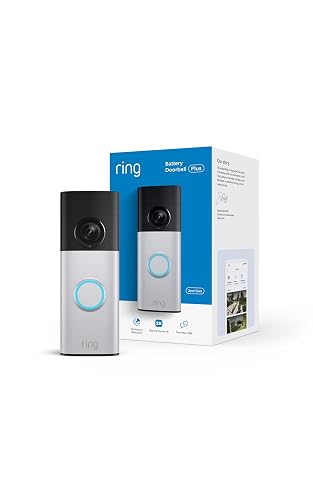 Videotimbre inalámbrico 2K Ring Plus (último modelo): Retinal 2K con video de gran angular, zoom mejorado de hasta 6x, visión nocturna y batería fácilmente desmontable (níquel plateado)