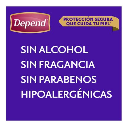 Depend Toallas Húmedas para Incontinencia, Caja con 756 toallas (18 paquetes de 49 toallas c/u), hipoalergénicas, extra grandes y sin alcohol