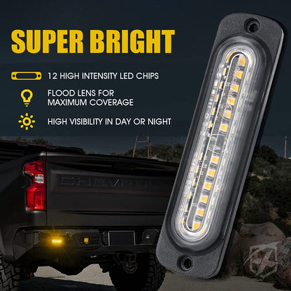 Xprite Kit de 12 Luces LED Estroboscópicas de Emergencia Ámbar 52026S-12-Y-8PC para ATV, Parrilla, Advertencia