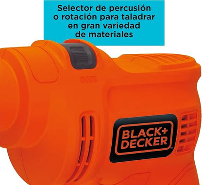 BLACK+DECKER Taladro Rotomartillo 3/8" 550W con Caja, TP550K | Taladro Rotomartillo 3/8" (10mm), 550W, Caja de Herramientas
