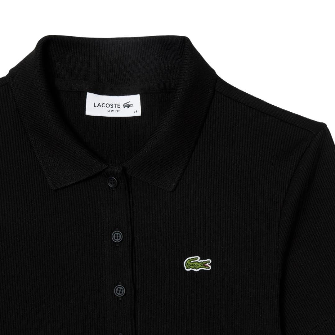 Lacoste Camisa Slim fit de algodón orgánico de Manga Corta para Mujer Slim fit Botones