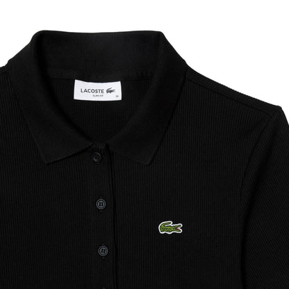 Lacoste Camisa Slim fit de algodón orgánico de Manga Corta para Mujer Slim fit Botones