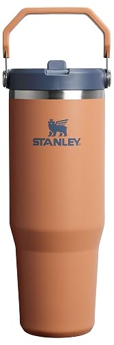 Stanley IceFlow 2.0 - Vaso con popote abatible con asa, 30 onzas, tapa giratoria y popote abatible, botella de agua resistente a fugas, acero inoxidable aislado, sin BPA, tostada