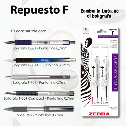 Zebra Mexico Bolígrafo Con Estuche, Pluma Slide Pen Punto Mediano 1,0 mm Tinta De Aceite Color Negro Cuerpo Color Blanco.