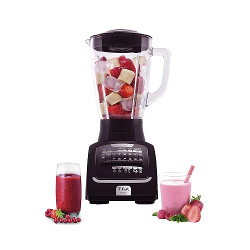 T-FAL Licuadora Infiny Force XL 10 velocidades negra | Tritura todo sin dejar trozos, 6 cuchillas de acero inoxidable, 3 veces más eficiente. Capacidad de 2.2 L, 550W. LN8208MX