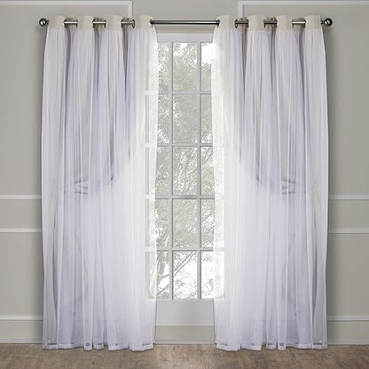 Exclusive Home Cortinas Catarina de Color Liso, con Capa Opaca y Transparente, par de Cortinas con Ojales en la Parte Superior, 52 x 108 cm., Arena, 52x108, 1
