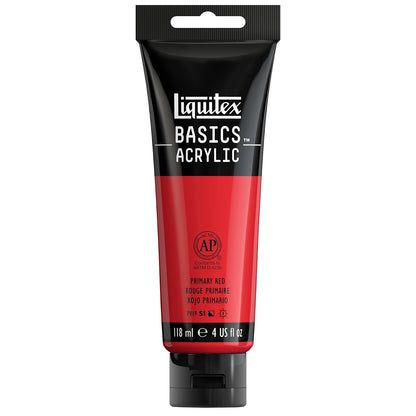 Liquitex Basics Pintura Acrílica, Tubo de 4 oz - Rojo (Primary Red 415) - Tubo de 4 oz