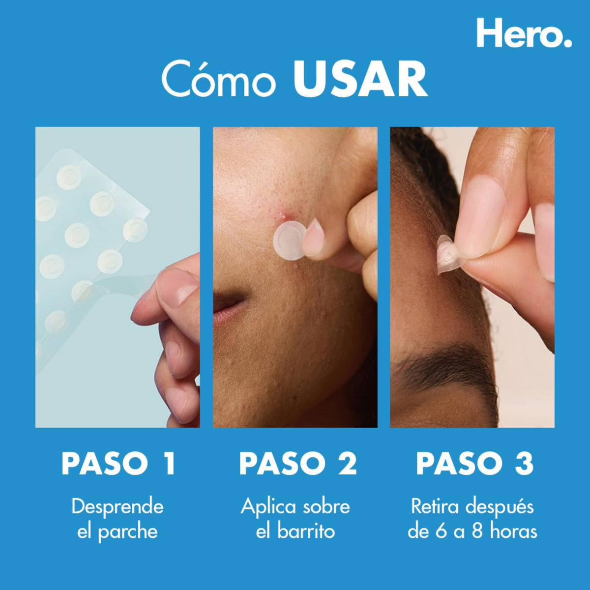 Hero Parches para Acné Mighty Patch Invisible+, Caja con 36 piezas. Delgados para Uso de Día. Absorben Gentilmente las Impurezas en 6 a 8 Horas. No Contienen Medicamento. Probados Dermatológicamente