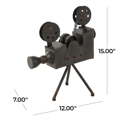 Deco 79 13024 - Cámara metálica antiq de 15 Pulgadas de Alto, 12 Pulgadas W-13024, tamaño Conveniente, proyector de película en Soporte de trípode