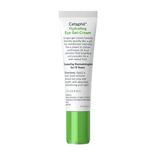 Cetaphil - Crema hidratante en gel para ojos con ácido hialurónico, diseñada para hidratar, iluminar y suavizar profundamente la zona debajo de los ojos, para todo tipo de piel, hipoalergénica y adecuada para pieles sensibles, 0,5 onzas líquidas Oz