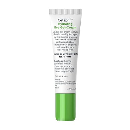 Cetaphil - Crema hidratante en gel para ojos con ácido hialurónico, diseñada para hidratar, iluminar y suavizar profundamente la zona debajo de los ojos, para todo tipo de piel, hipoalergénica y adecuada para pieles sensibles, 0,5 onzas líquidas Oz