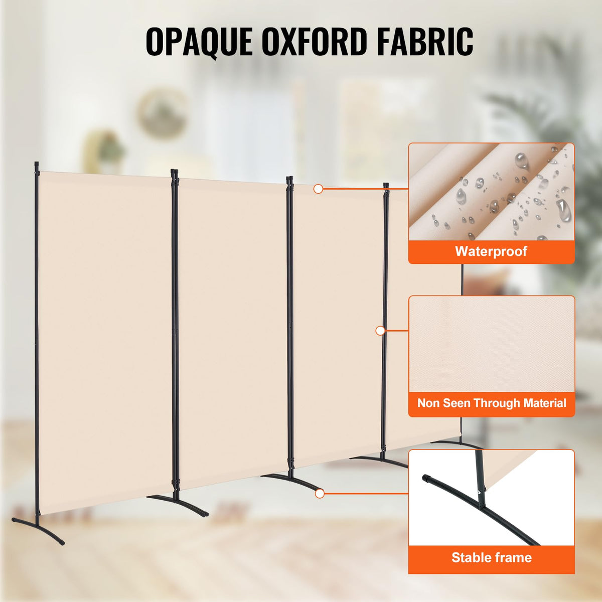 VEVOR Biombo Separador de Ambientes de 3464 x 1840 x 520 mm, Separador de Ambientes para Oficina, Dormitorio, Beige