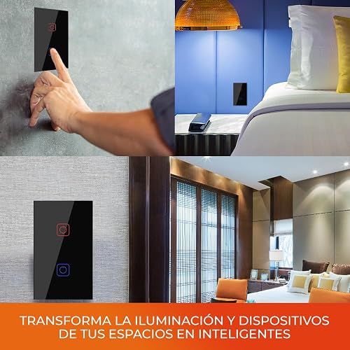 Tecnolite Connect - Apagador Inteligente Táctil WiFi 2 Circuitos, Requiere Cable Neutro, Compatible con App móvil, Alexa, Google y Siri, Interruptor Inteligente
